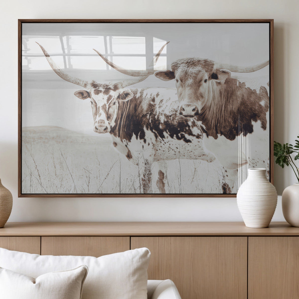 Longhorn Wall Art Canvas Print – Framed Western Cow Canvas