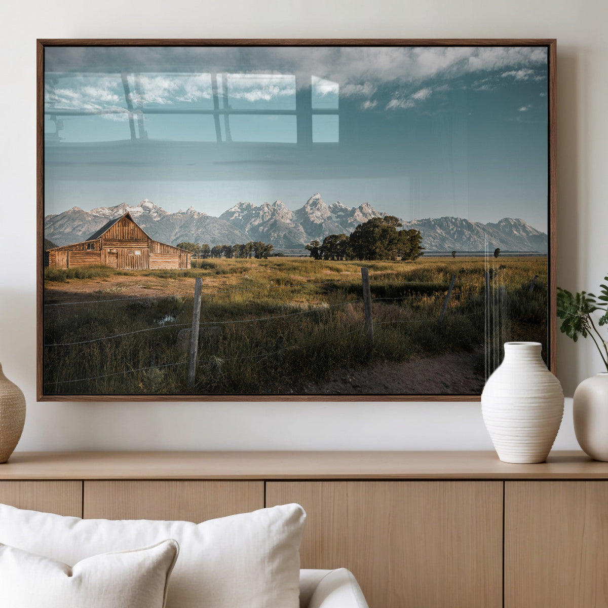 Rustic Farmhouse Wall Art Canvas Print – Framed Mountain