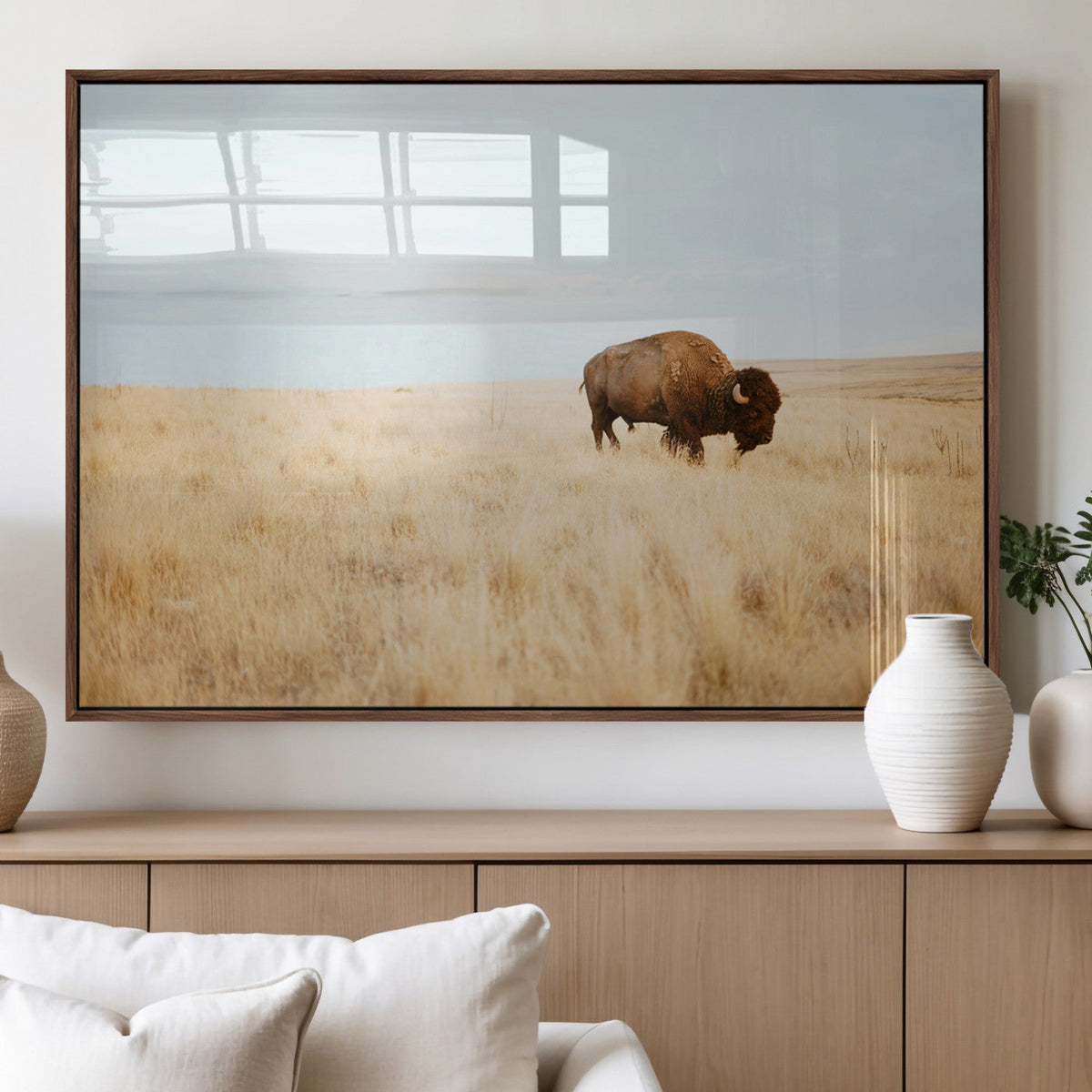 Buffalo Wall Art Canvas Print – Framed Western Wildlife