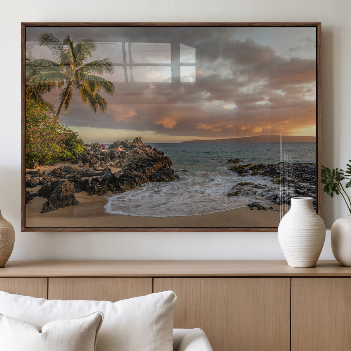Tropical Beach Wall Art Canvas Print, Vibrant Hawaiian