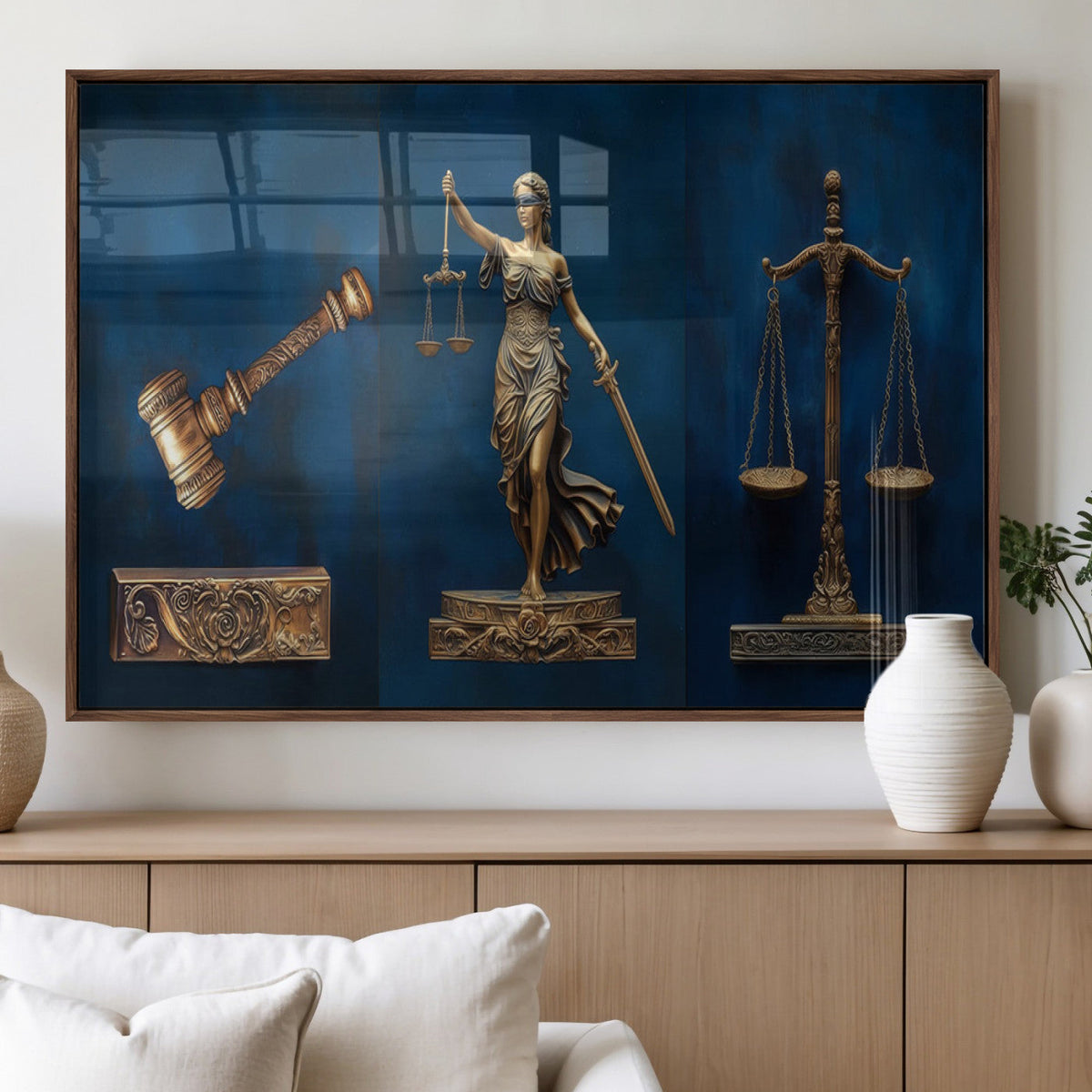 Lady Justice Wall Art Canvas Print – Elegant Gold Legal