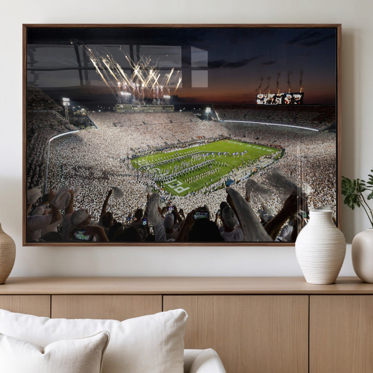 Penn State Stadium Wall Art – White Out Football Game Canvas