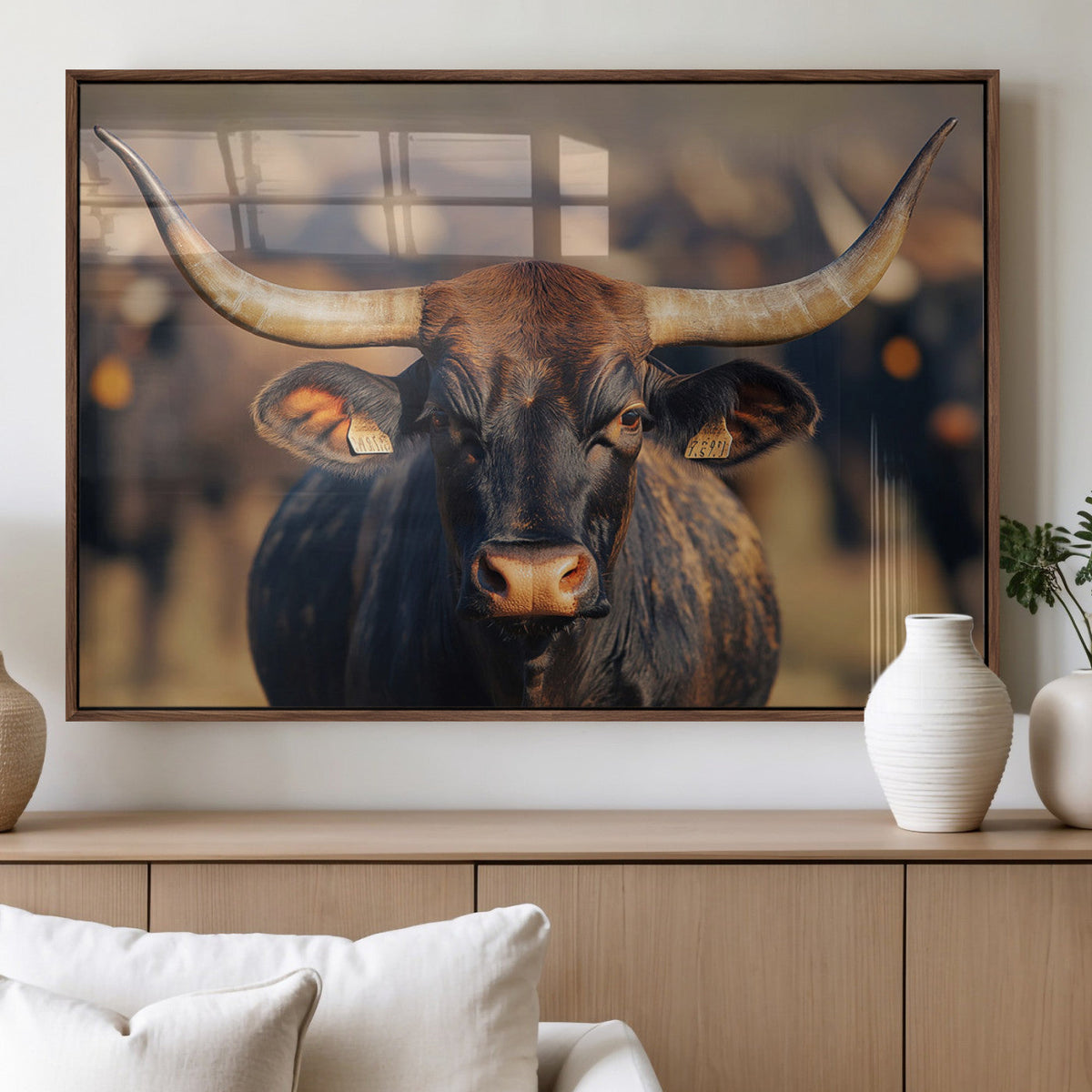 Majestic Texas Longhorn Bull Rustic Farm Animal Strong