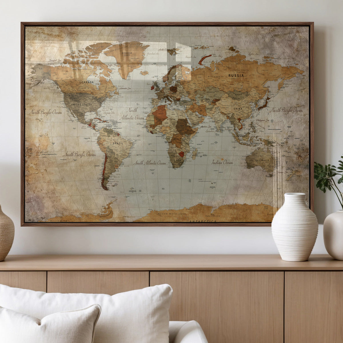 World Map Canvas Print – Detailed Map of the World Wall Art