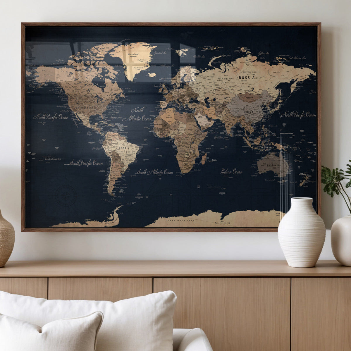 World Map Canvas Print – Detailed Map of the World Wall Art