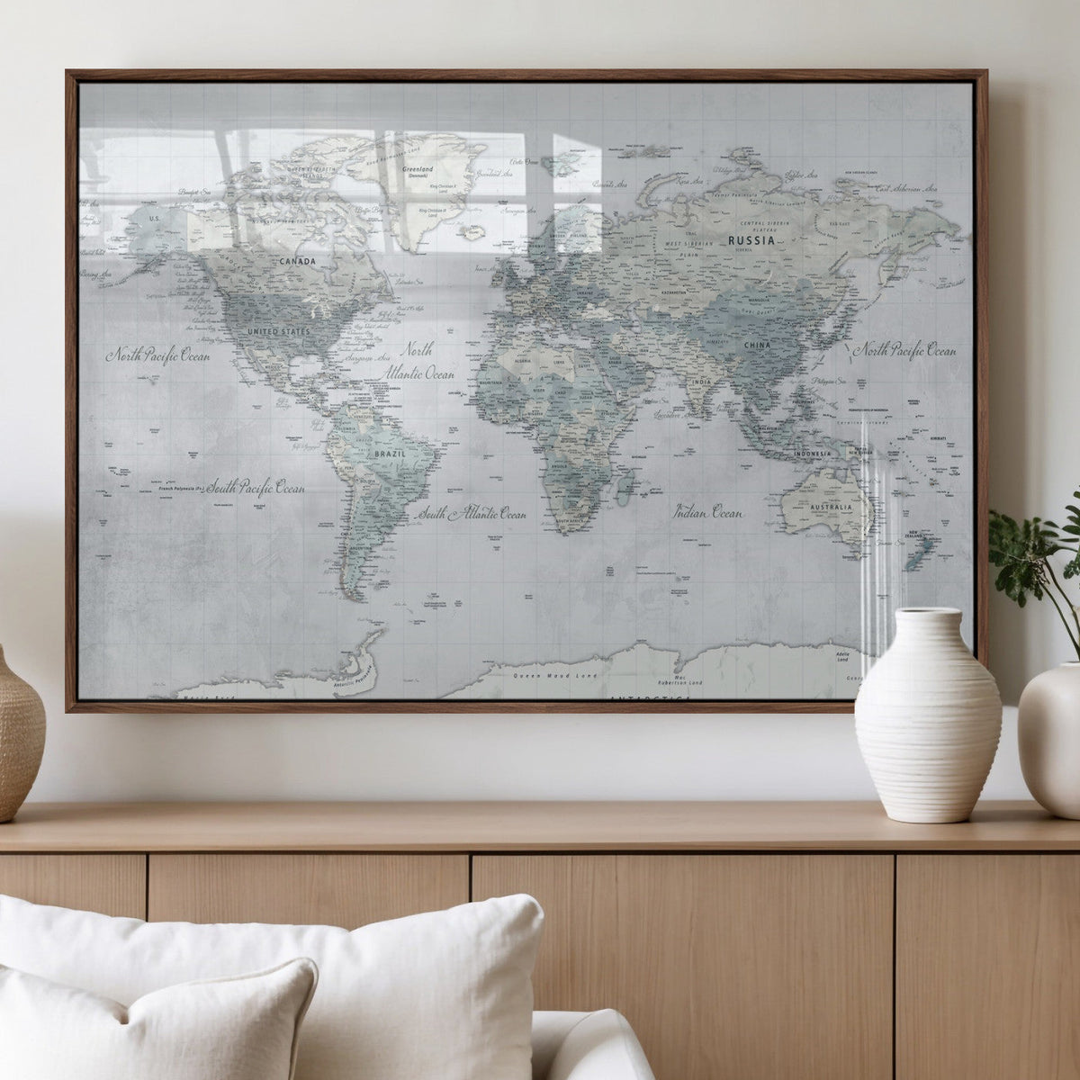 World Map Canvas Print – Detailed Map of the World Wall Art