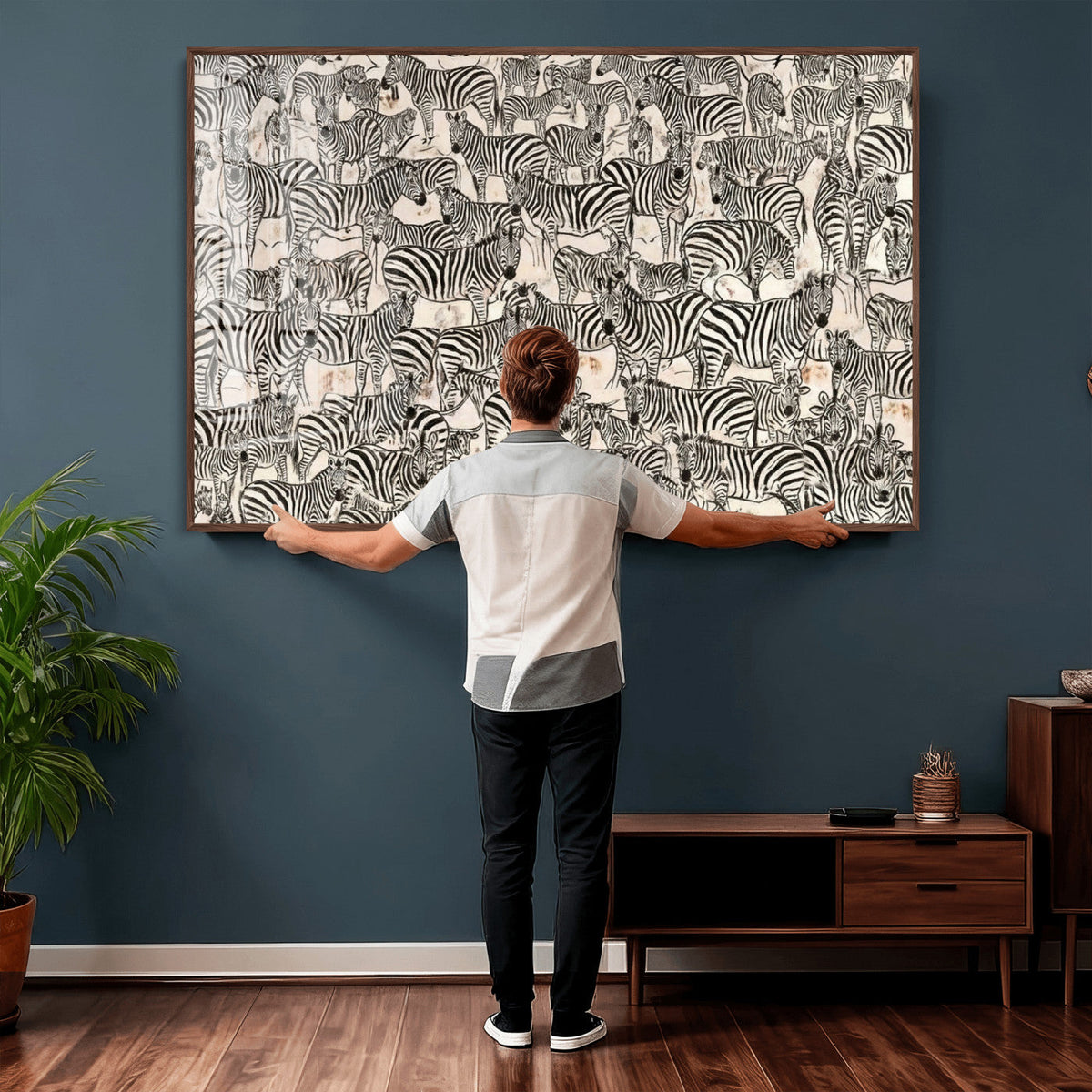 Abstract Zebra Wall Art Canvas Print for Farmhouse Decor