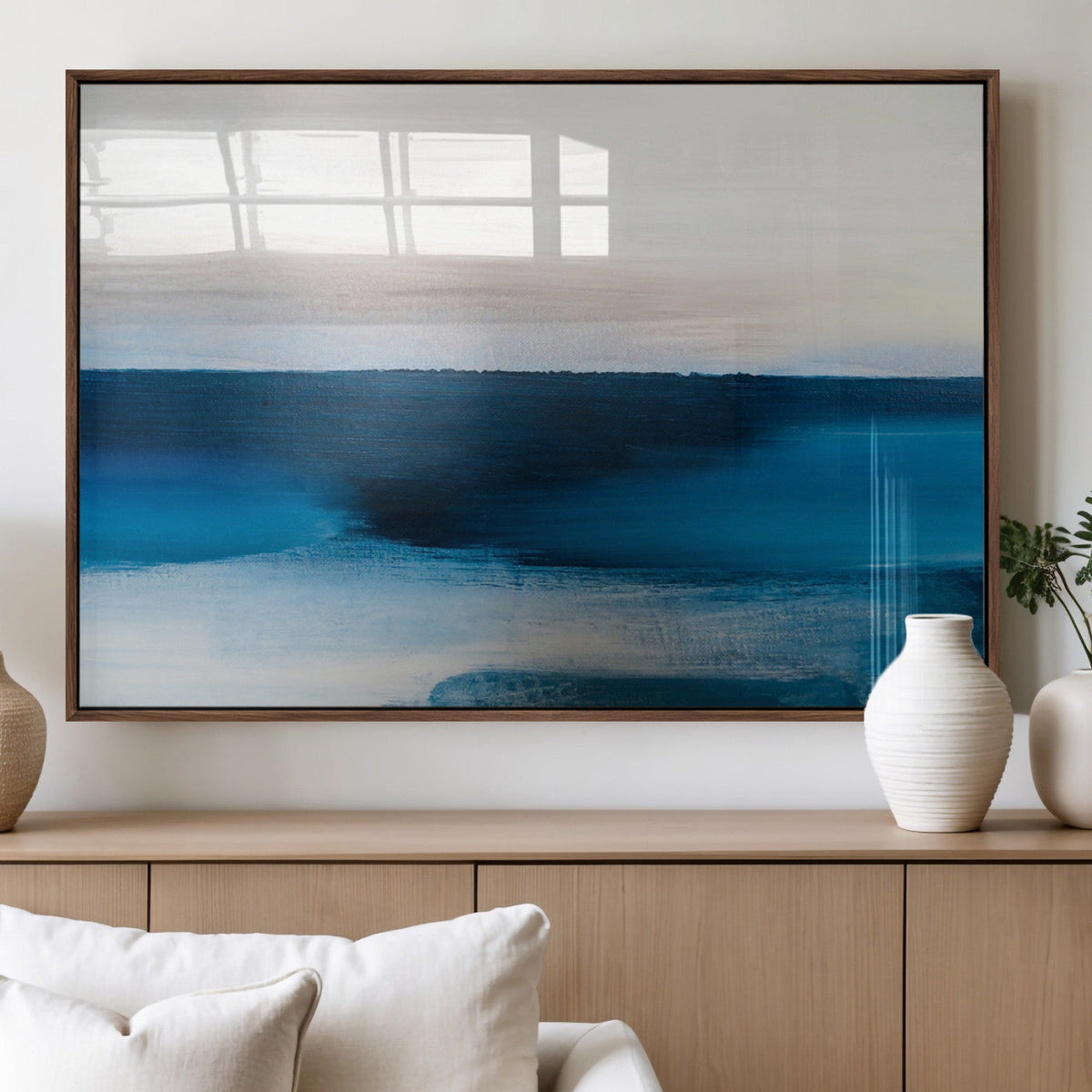 Dark Blue Abstract Wall Art Canvas Print