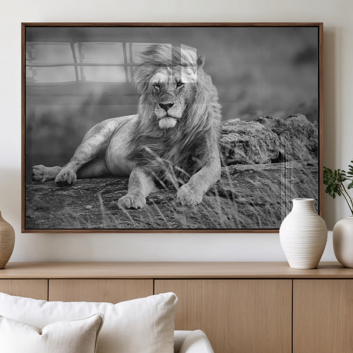 King Forest Lion Wall Art Canvas Print – Framed Majestic