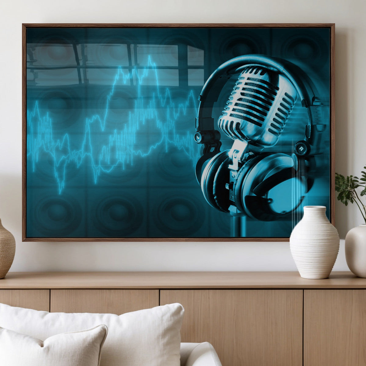 Music and Microphone Wall Art Canvas Print