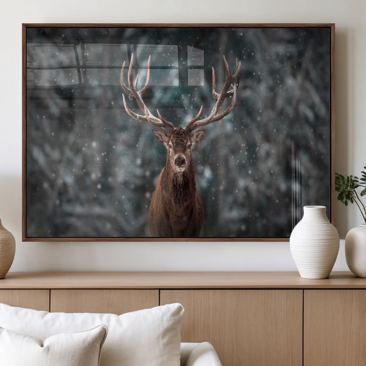 Wall Art Deer Art Animal Canvas, Framed Wall Art Deer Canvas