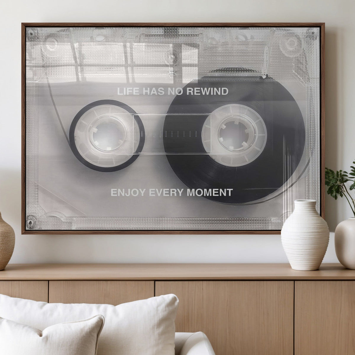 Vintage Cassette Tape Canvas Wall Art - Inspirational 'Life