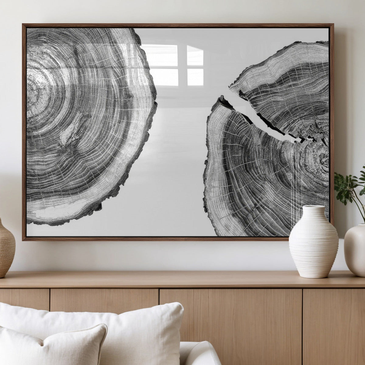 Abstract Large Tree Rings – Minimalist Black and White Wood