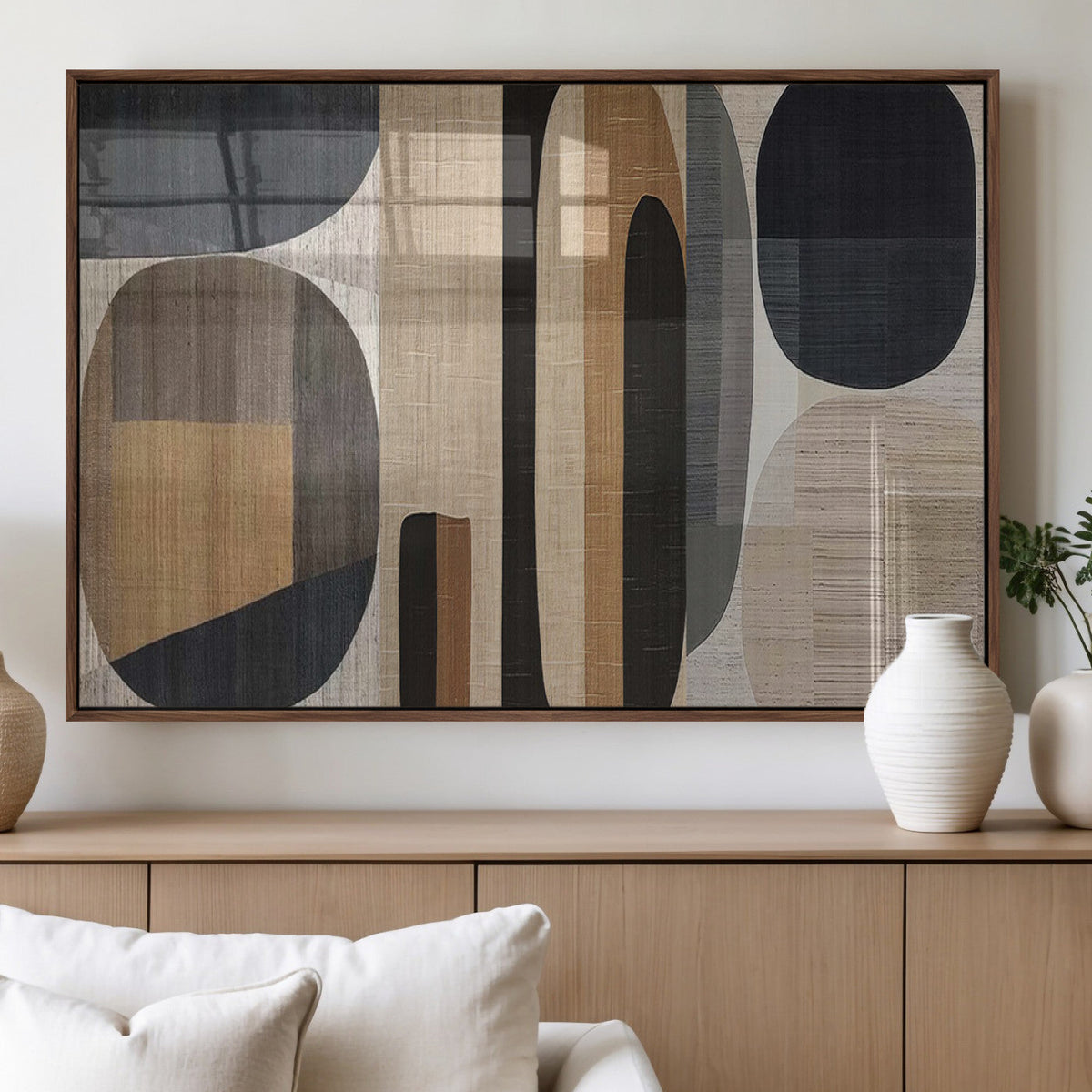 Abstract Minimalist Canvas Wall Art - Neutral Geometric