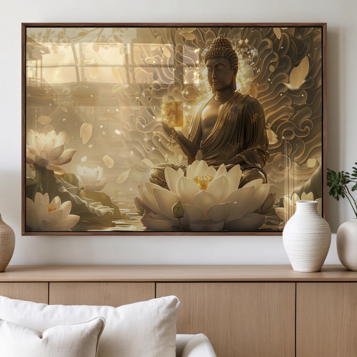 Golden Buddha Wall Art | Yoga Room Decor and Meditation Room