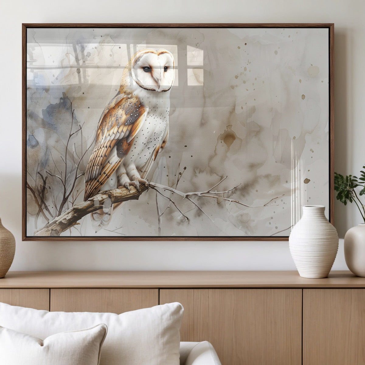 Barn Owl Wall Art | Watercolor Canvas Print | Perfect for