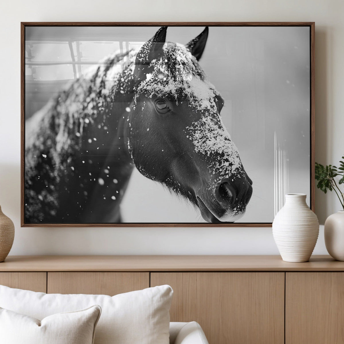 Horse Canvas Print - Winter Horse Snow Wall Art Canvas Print