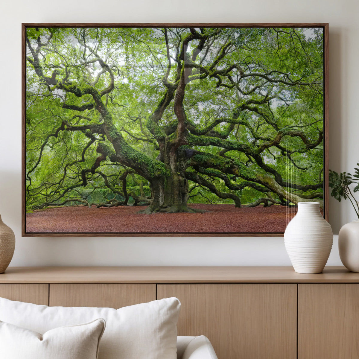 Framed Angel Oak Tree Wall Art - 3-Panel Canvas Prints,