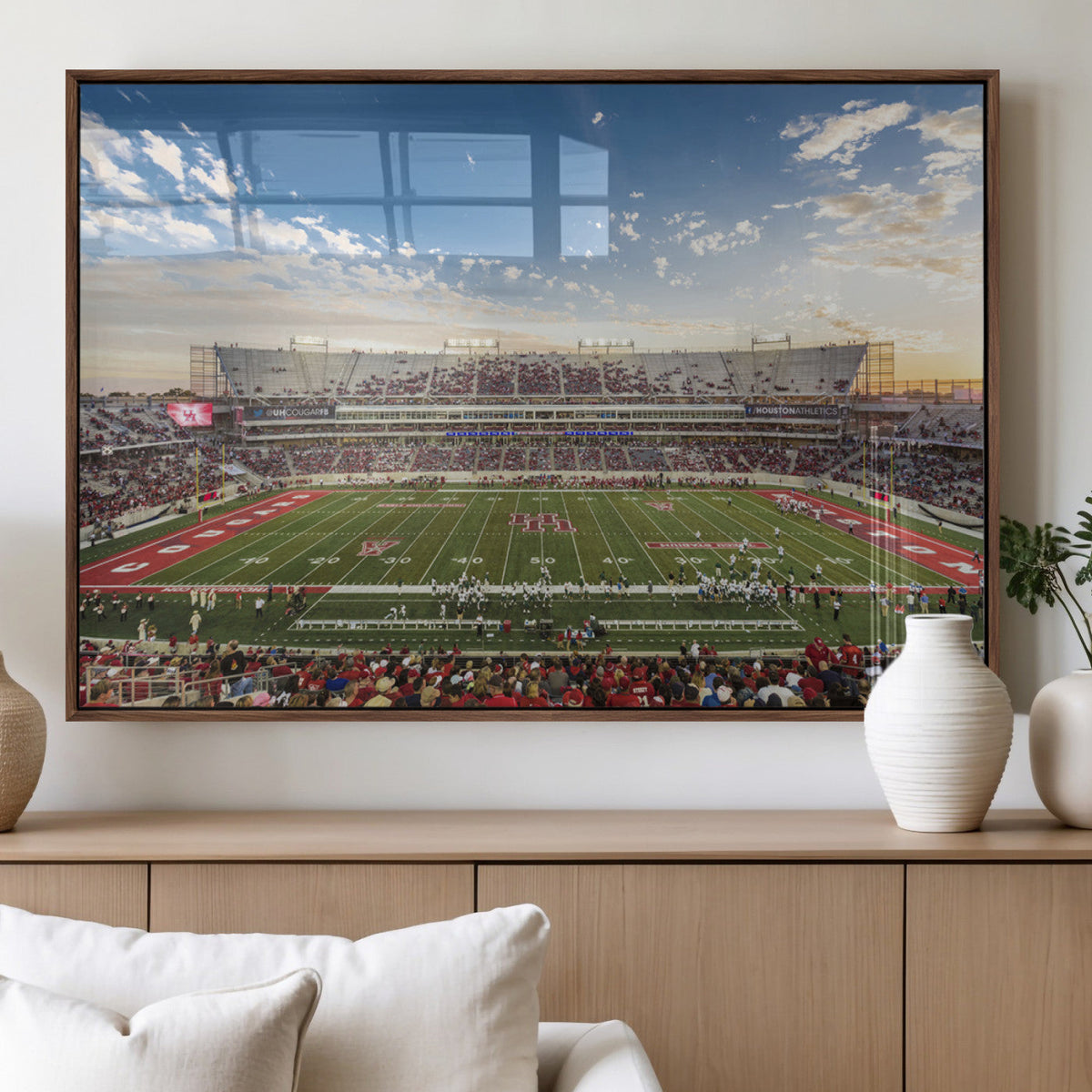 Framed Houston Cougars Football Team Print - Houston TDECU