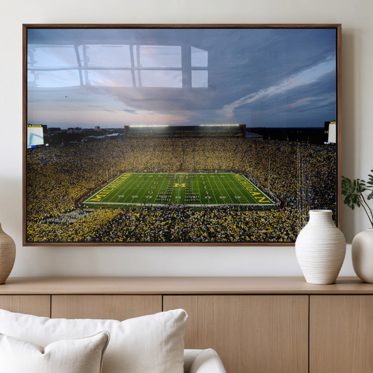 Michigan Stadium Wall Art Canvas Print, Vibrant Game Day