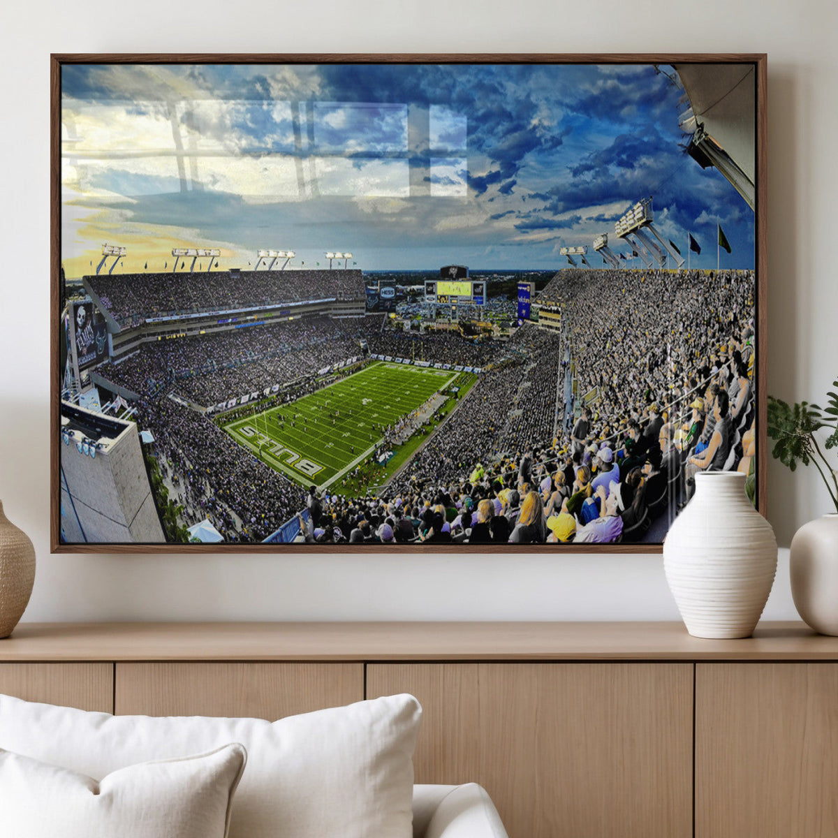 Framed USF Bulls Football Team Print - Tampa Raymond James
