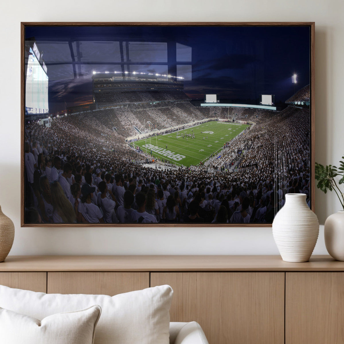 Michigan State Spartans Canvas, Framed Football Team Print -