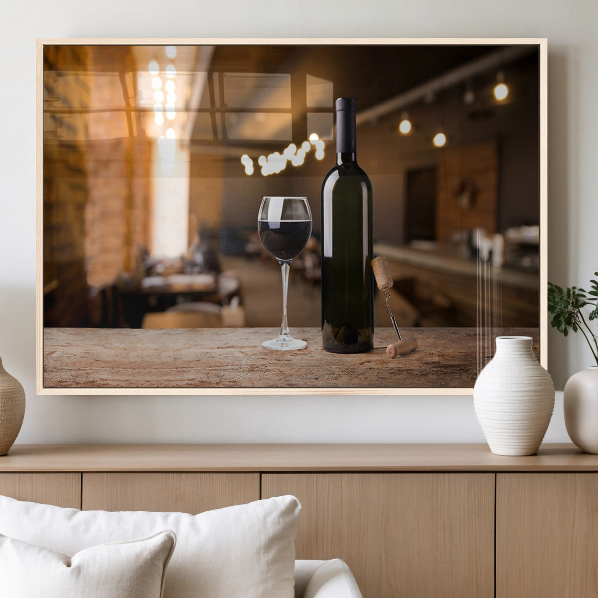 Wine and Bottle Wall Art Canvas Print