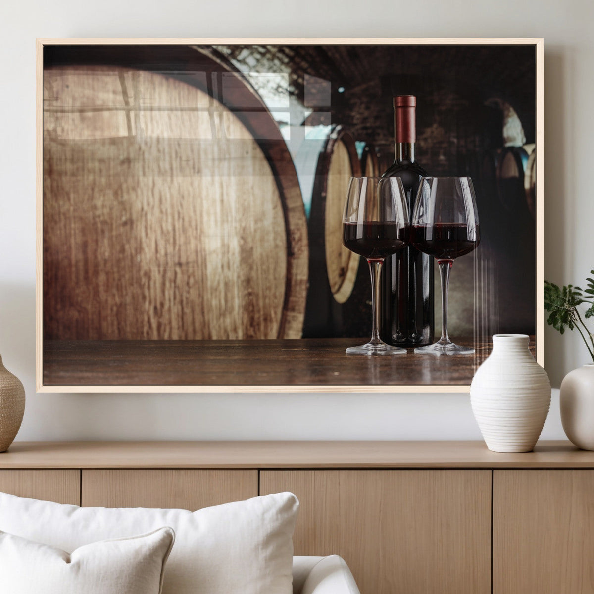 Wine and Barrel Wall Art Canvas Print