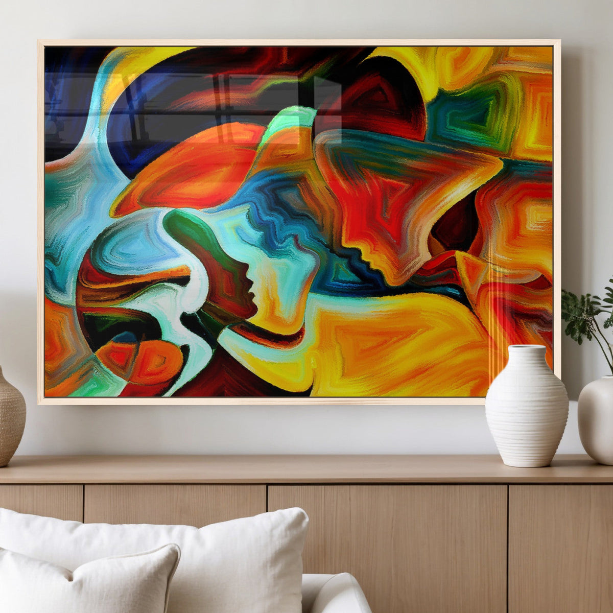 Human Love Figures Abstract Wall Art Canvas Print