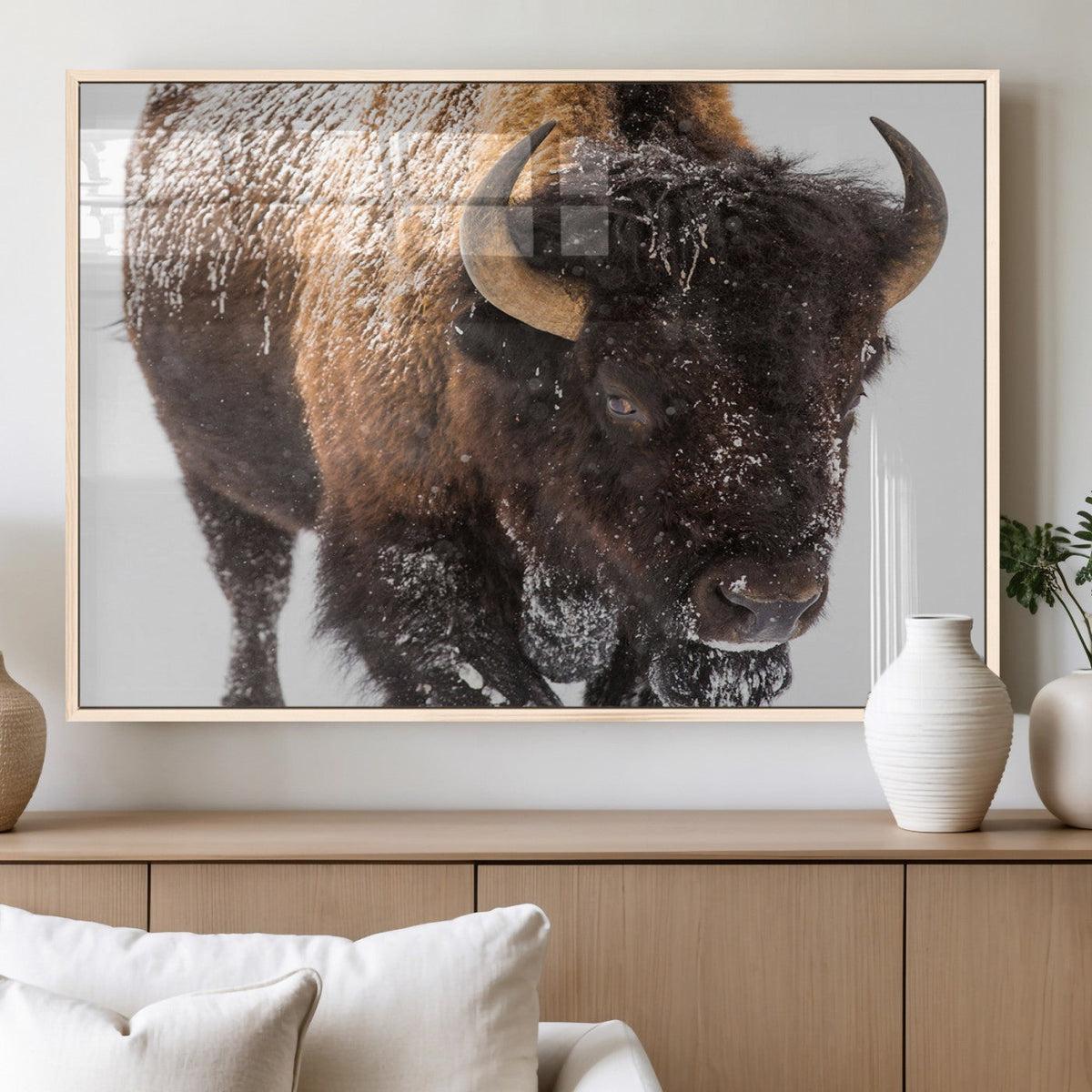 Bison Wall Art Canvas Print For Farmhouse, Wild Animal Wall