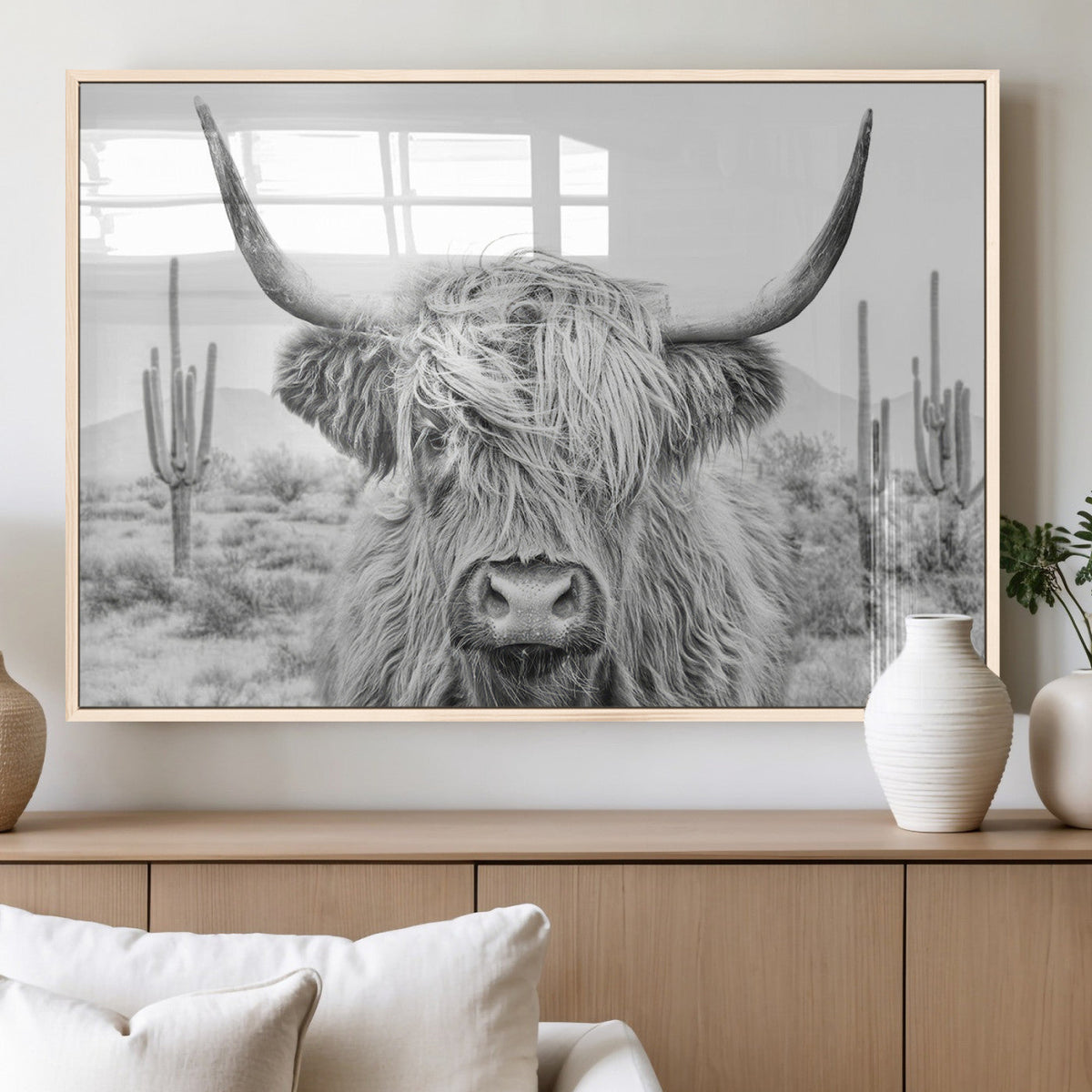 Rustic Charm | Cow Longhorn Black White Bighorn Wall Art