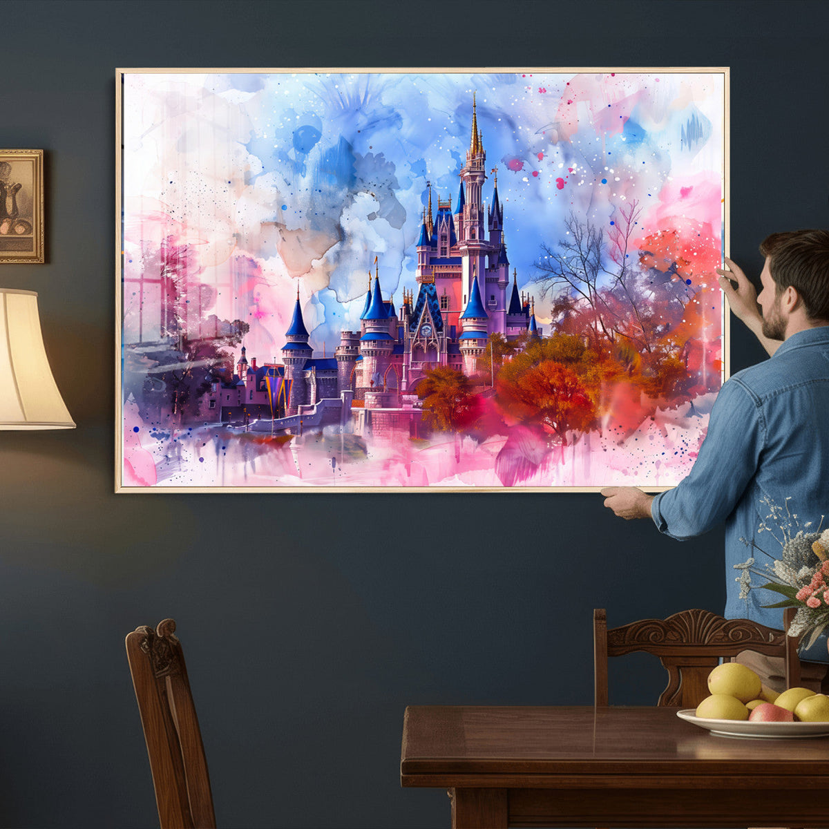 Disney Wall Art: Dreamy Watercolor Cinderella Castle Canvas