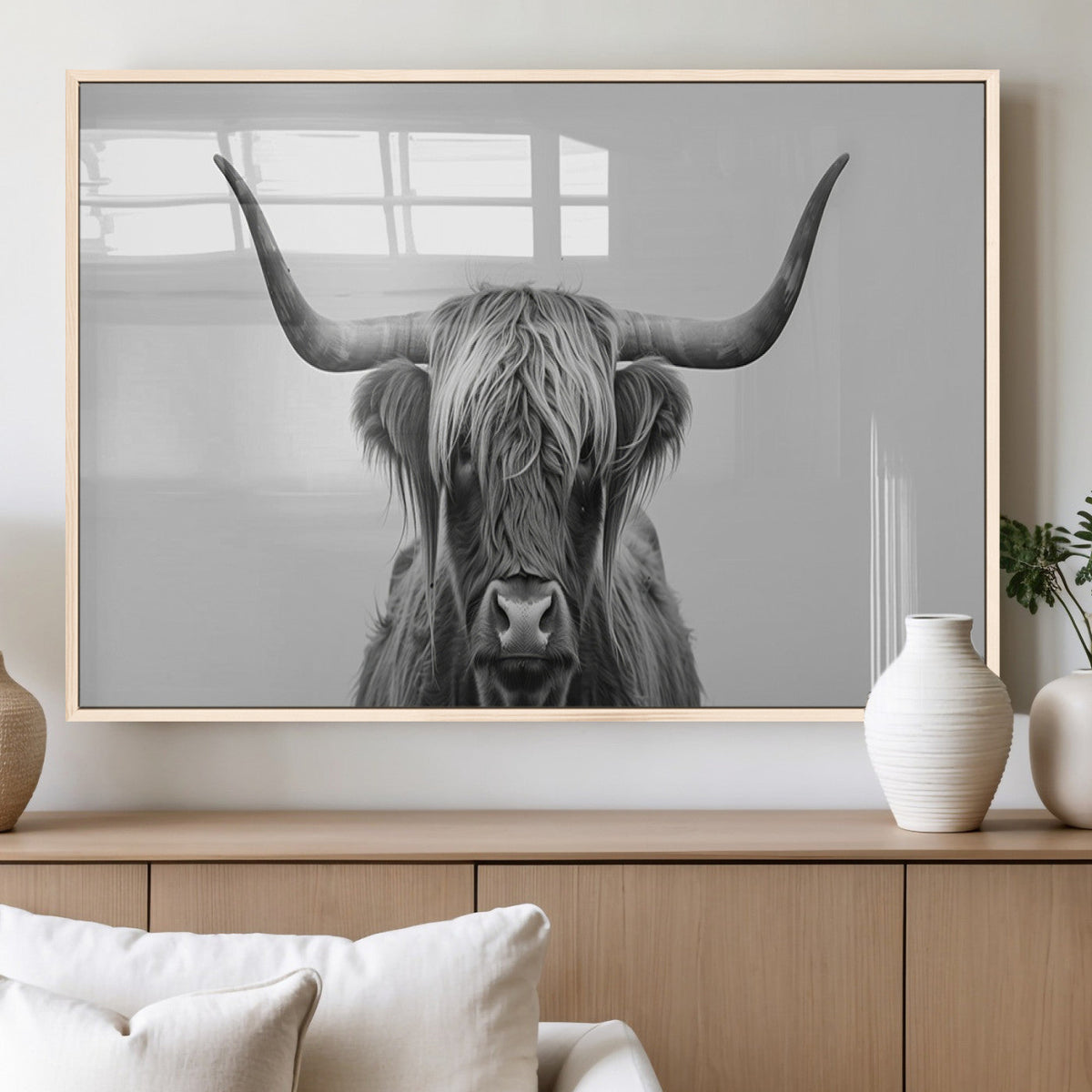 Farmhouse Longhorn Wall Art Canvas Print, Longhorn Texas