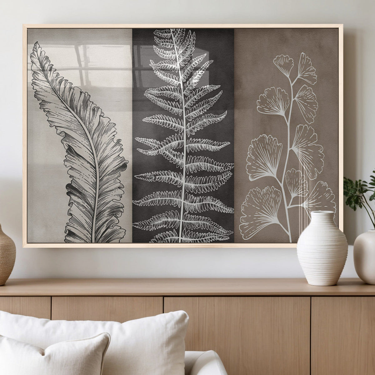 Minimalist Botanical Wall Art Canvas Print, Framed and Ready
