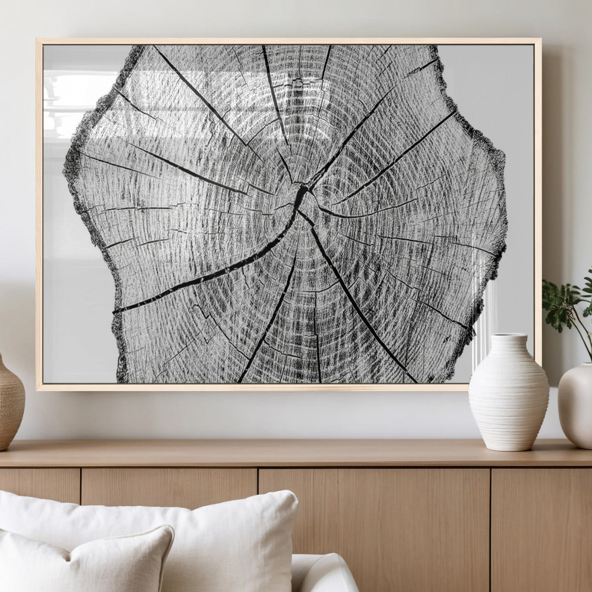 Rustic Tree Ring Wall Art Canvas Print – Framed and Ready to