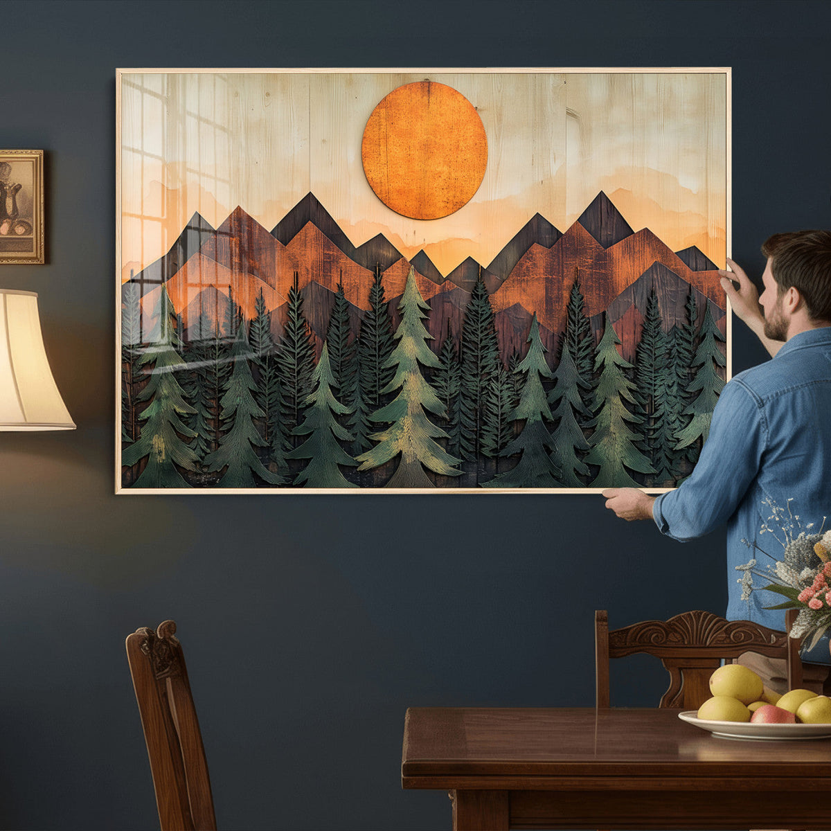 Sunset Mountain Landscape Canvas Wall Art Print - Nature