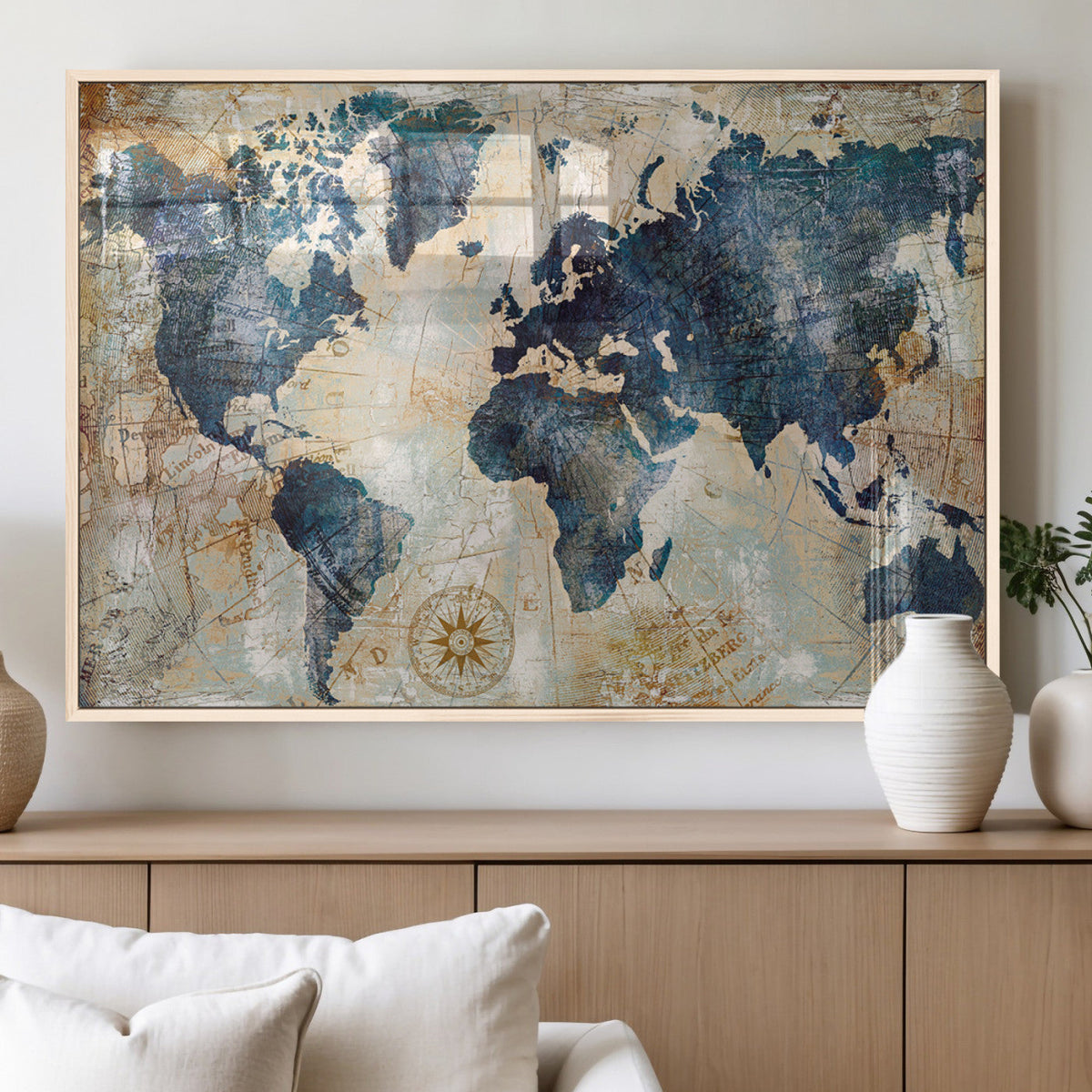 World Map Canvas Print – Framed Wall Art for Couples,