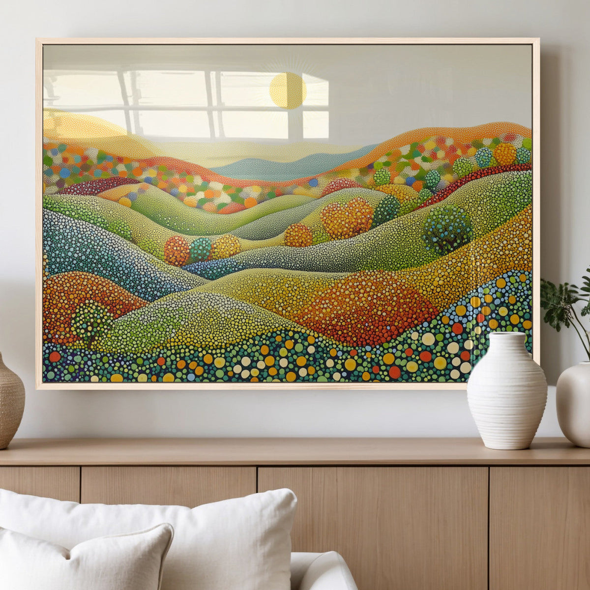 YAYOI KUSAMA Wall Art - Colorful Dot Art Landscape Canvas,