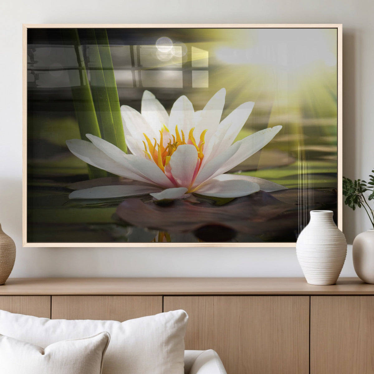 Lotus Flower Wall Art Canvas Print, Water Lily Large Wall