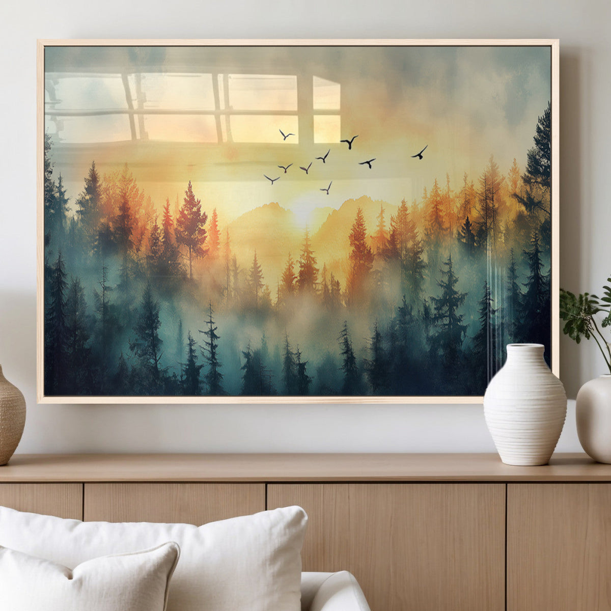 Abstract Forest Wall Art Print- Serene Nature Canvas Print