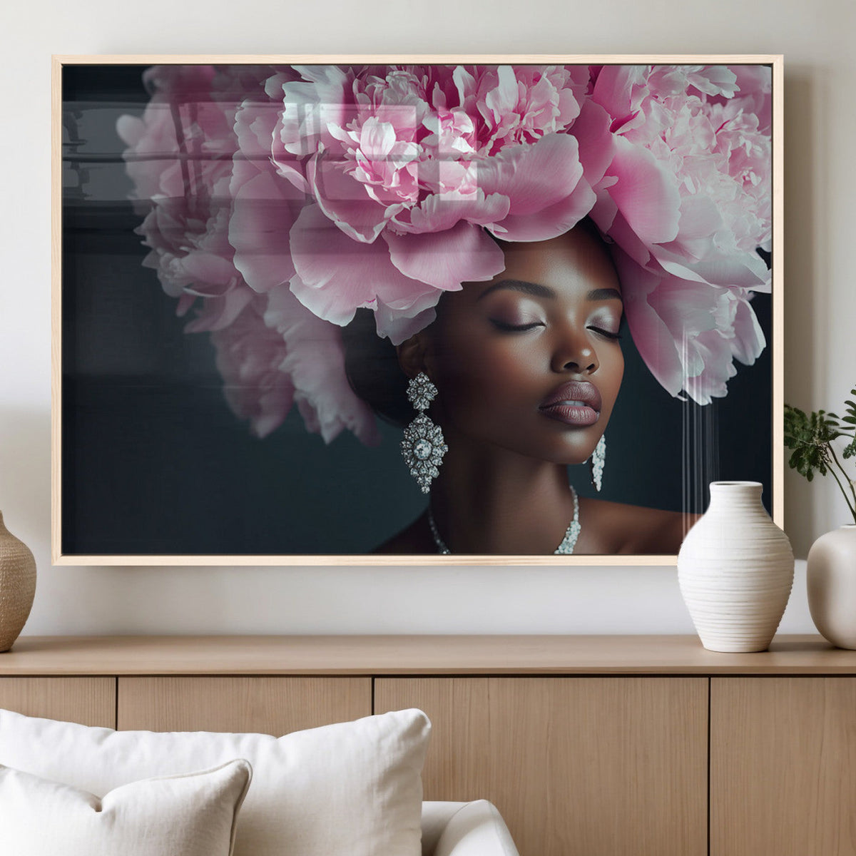 Black Beauty Petal Crown Wall Art Canvas Print – Floral