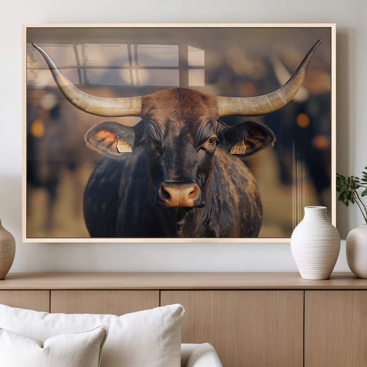 Majestic Texas Longhorn Bull Rustic Farm Animal Strong