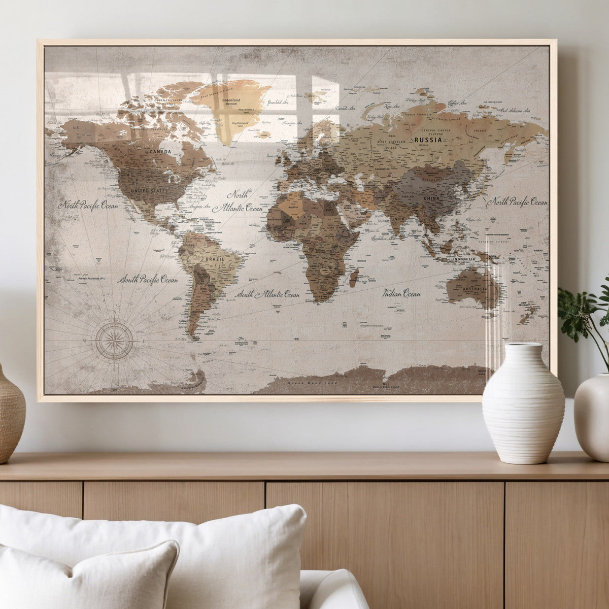 World Map Canvas Print – Framed Travel Map Wall Art for