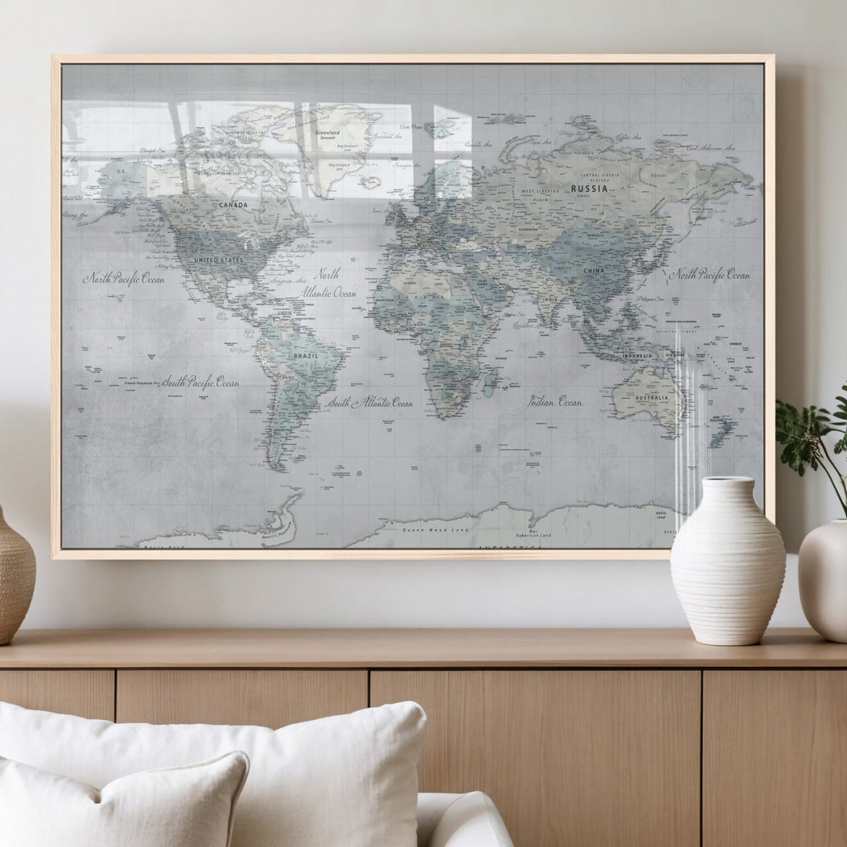 World Map Canvas Print – Detailed Map of the World Wall Art