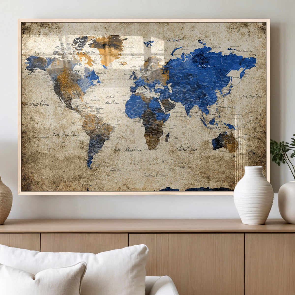 World Map Canvas Print – Colorful Abstract Travel Map,
