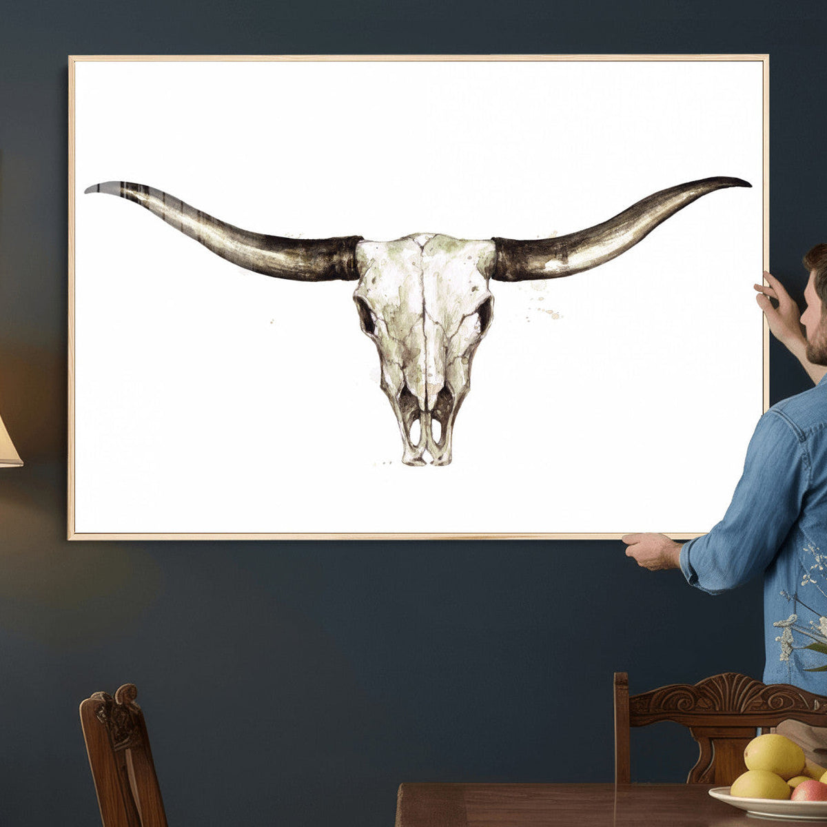 Longhorn Skull Wall Art Canvas Print – Rustic Western