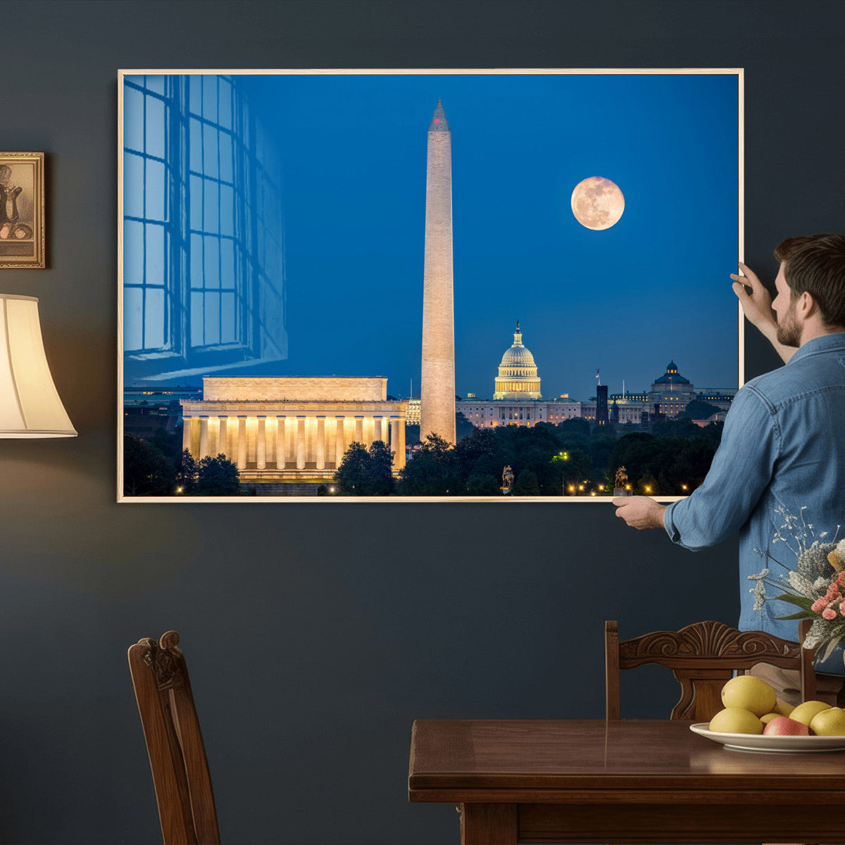 Washington DC Skyline Wall Art Canvas Print – Lincoln