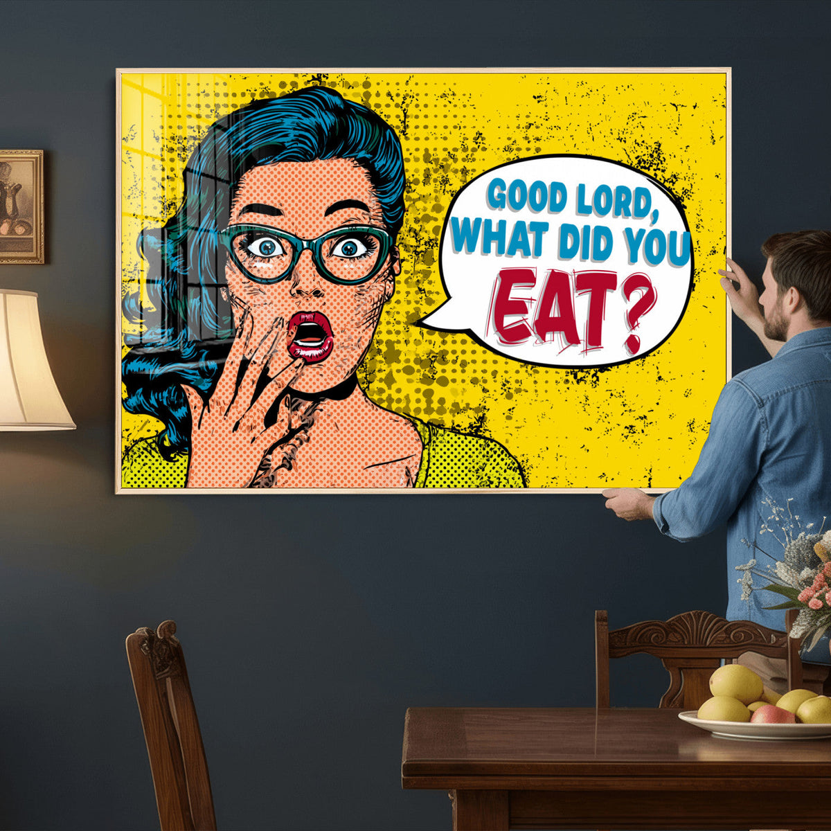 Pop Art Print Bathroom Sign Wall Art Canvas Print — Funny