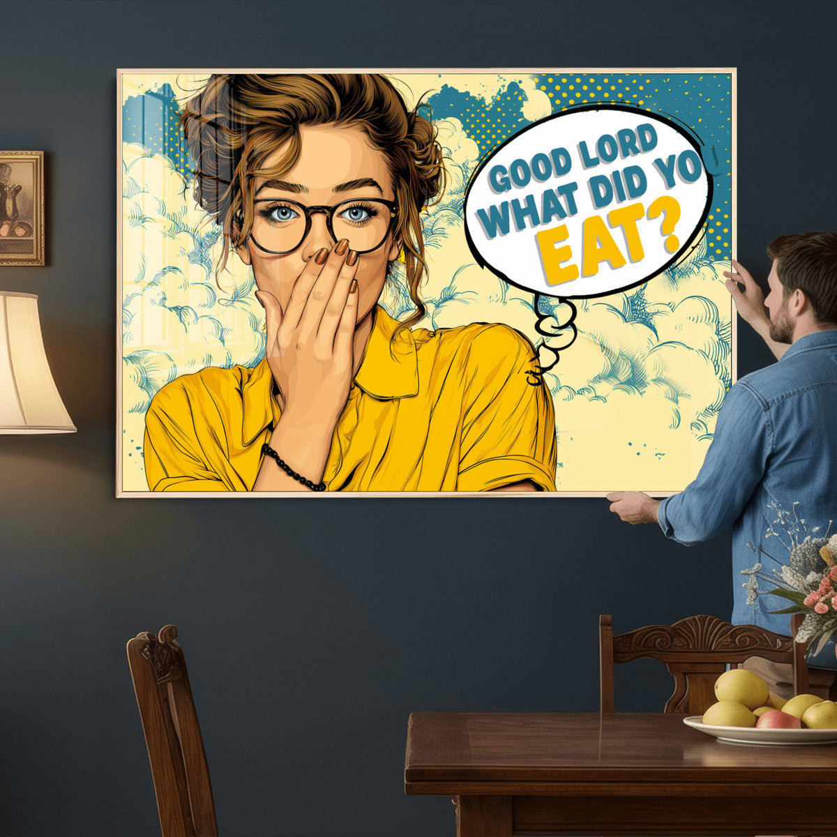 Pop Art Print Bathroom Sign Wall Art Canvas Print — Funny