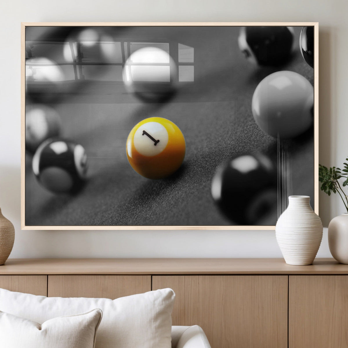 Wall Art Pool Table and Balls Canvas Print